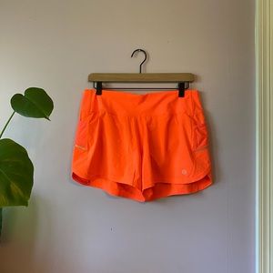 Athleta Ready Set Go Neon Orange Running Shorts